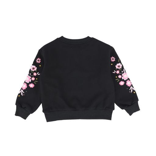NICOLE MILLER BLACK FLOWER PATCH SWEATSHIRT