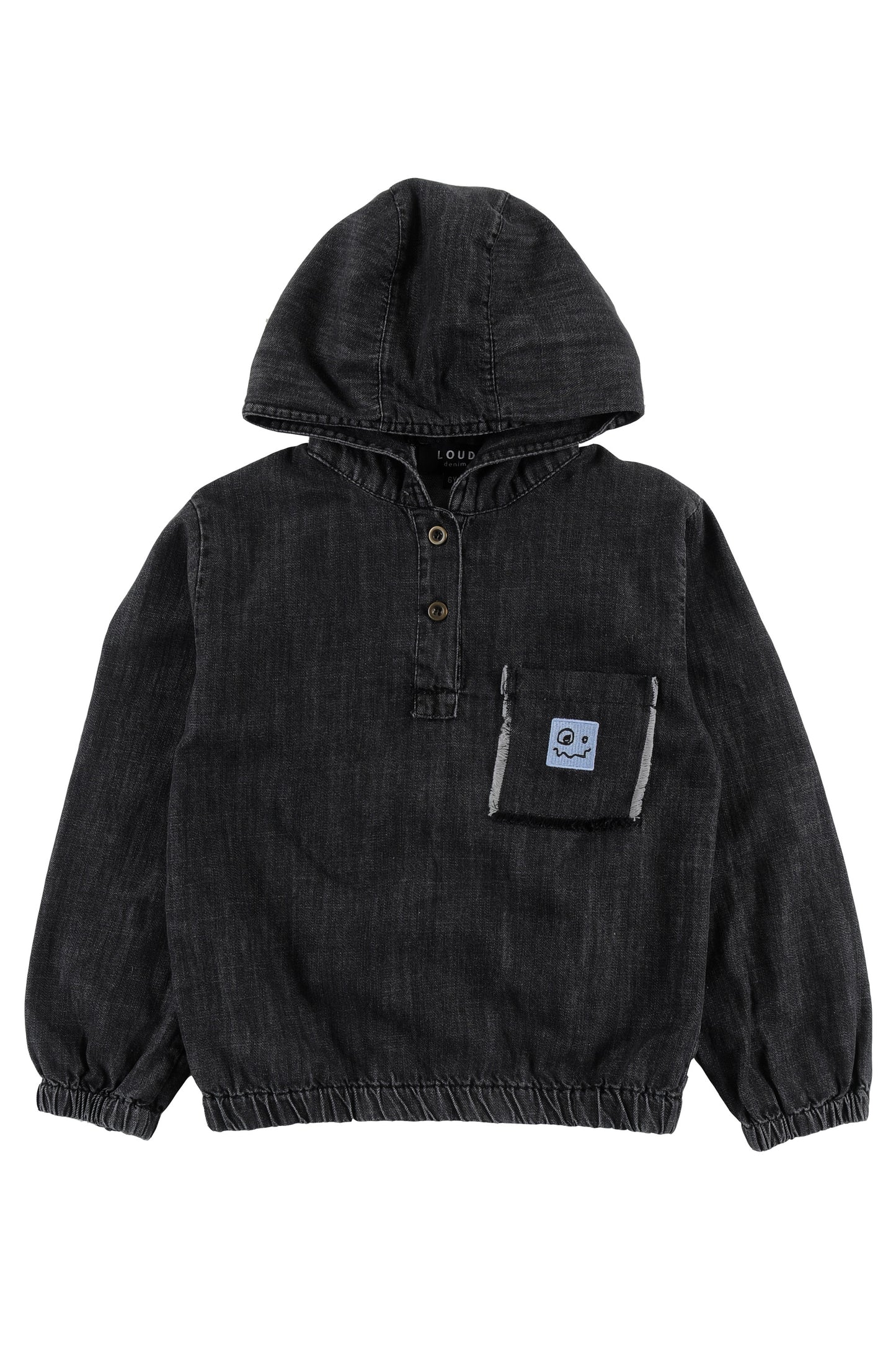 LOUD BLACK WASH HOODED TOP