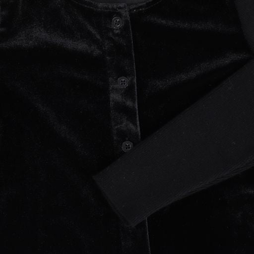 LILOU BLACK VELOUR KNIT SLEEVE CARDIGAN