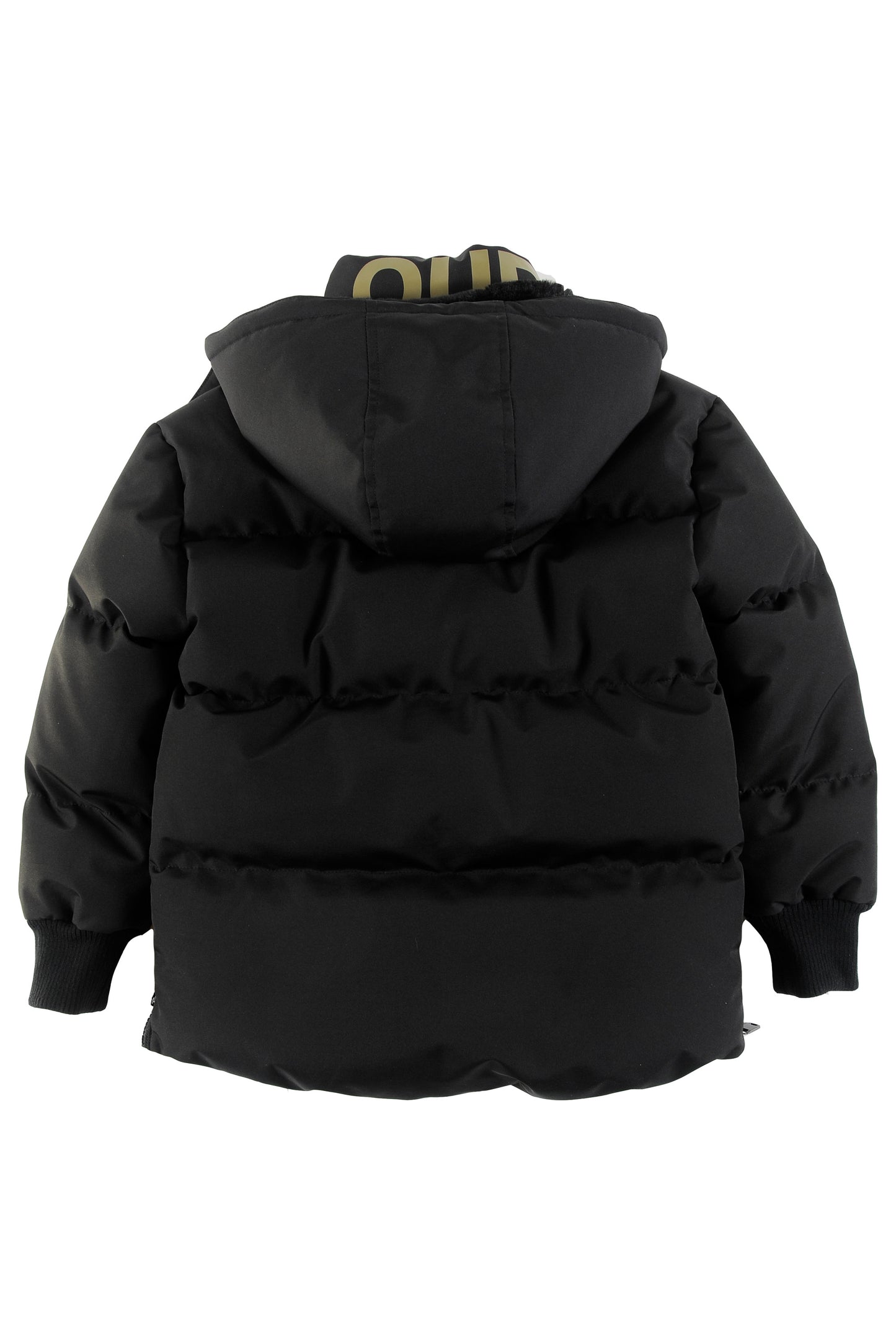 LOUD BLACK FUR LINED LOGO PUFFER COAT