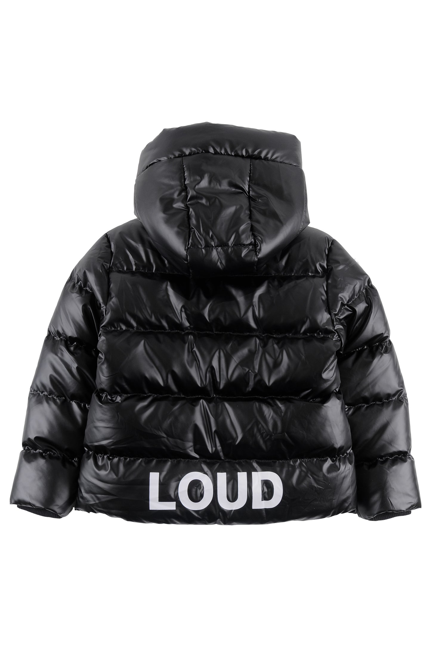 LOUD SHINY BLACK FUR LINED COAT