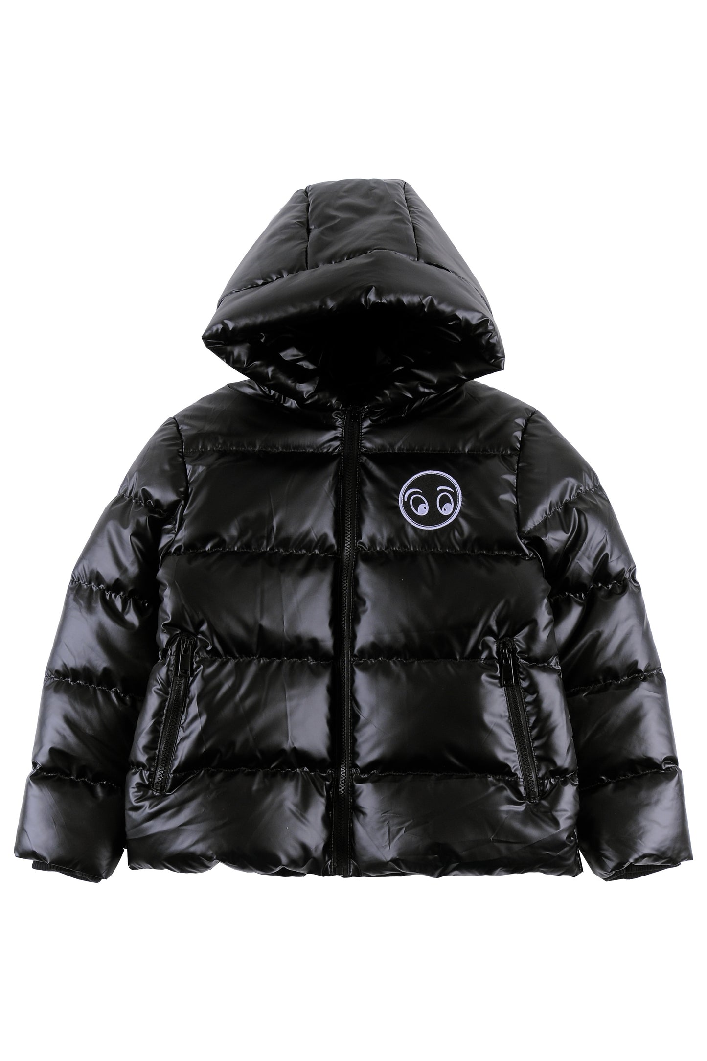LOUD SHINY BLACK FUR LINED COAT