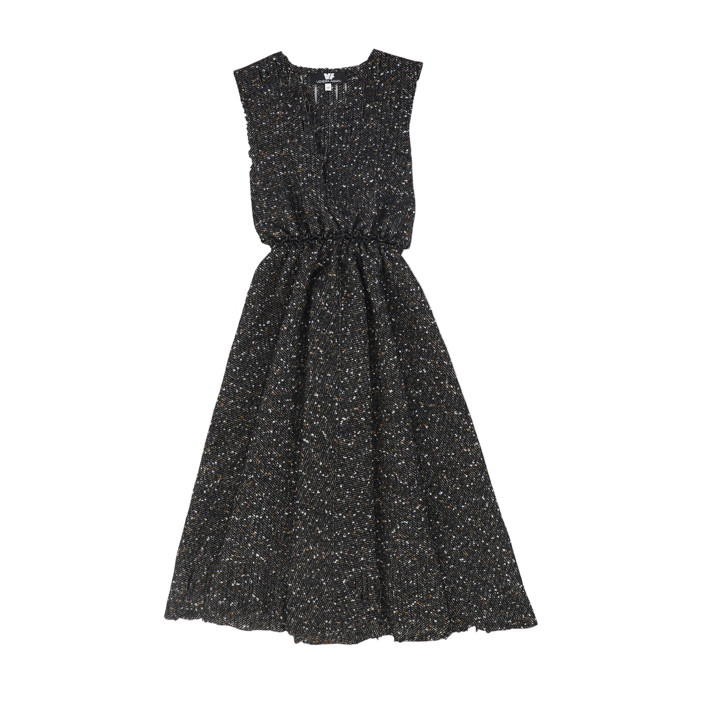 VENERA ARAPU BLACK SPECKLED TWEED WAISTED JUMPER