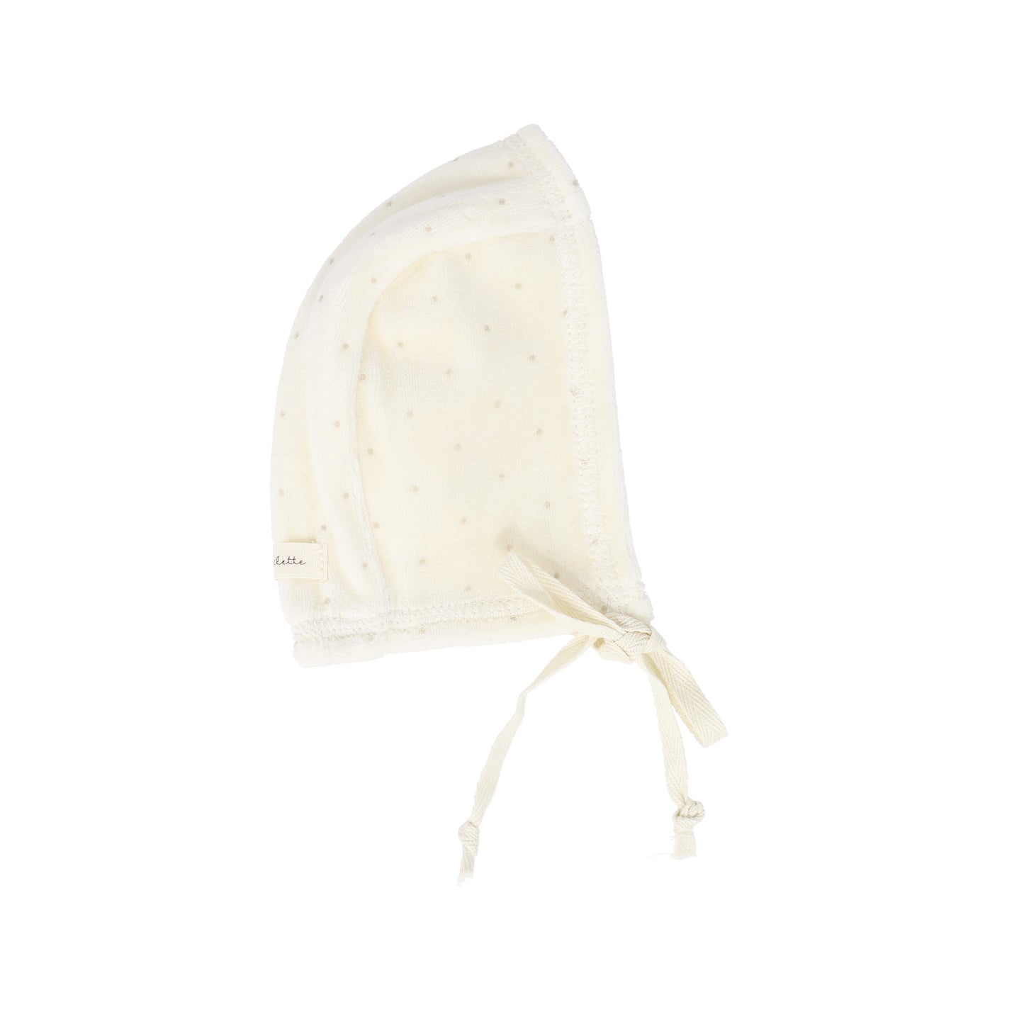 LILETTE CREAM AND TAUPE DOT VELOUR BONNET