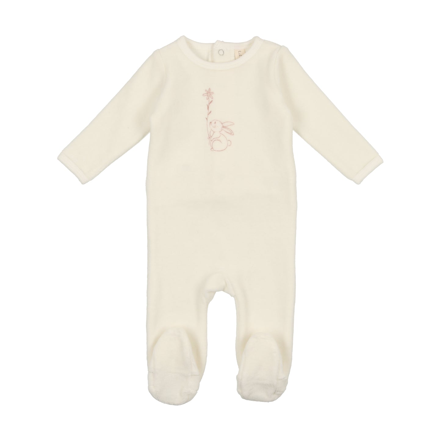 LILETTE WHITE FLOWER VELOUR BUNNY FOOTIE