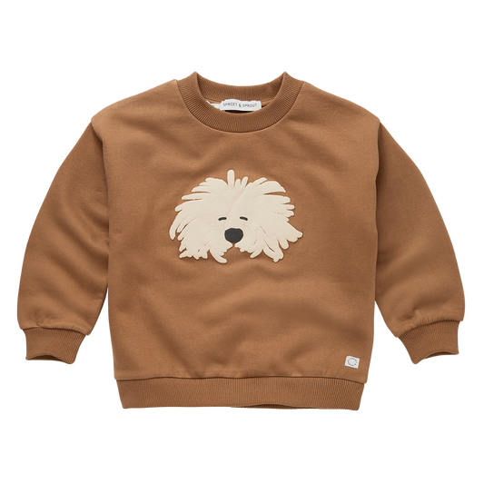 SPROET & SPROUT BROWN ANIMAL PATCH SWEATSHIRT