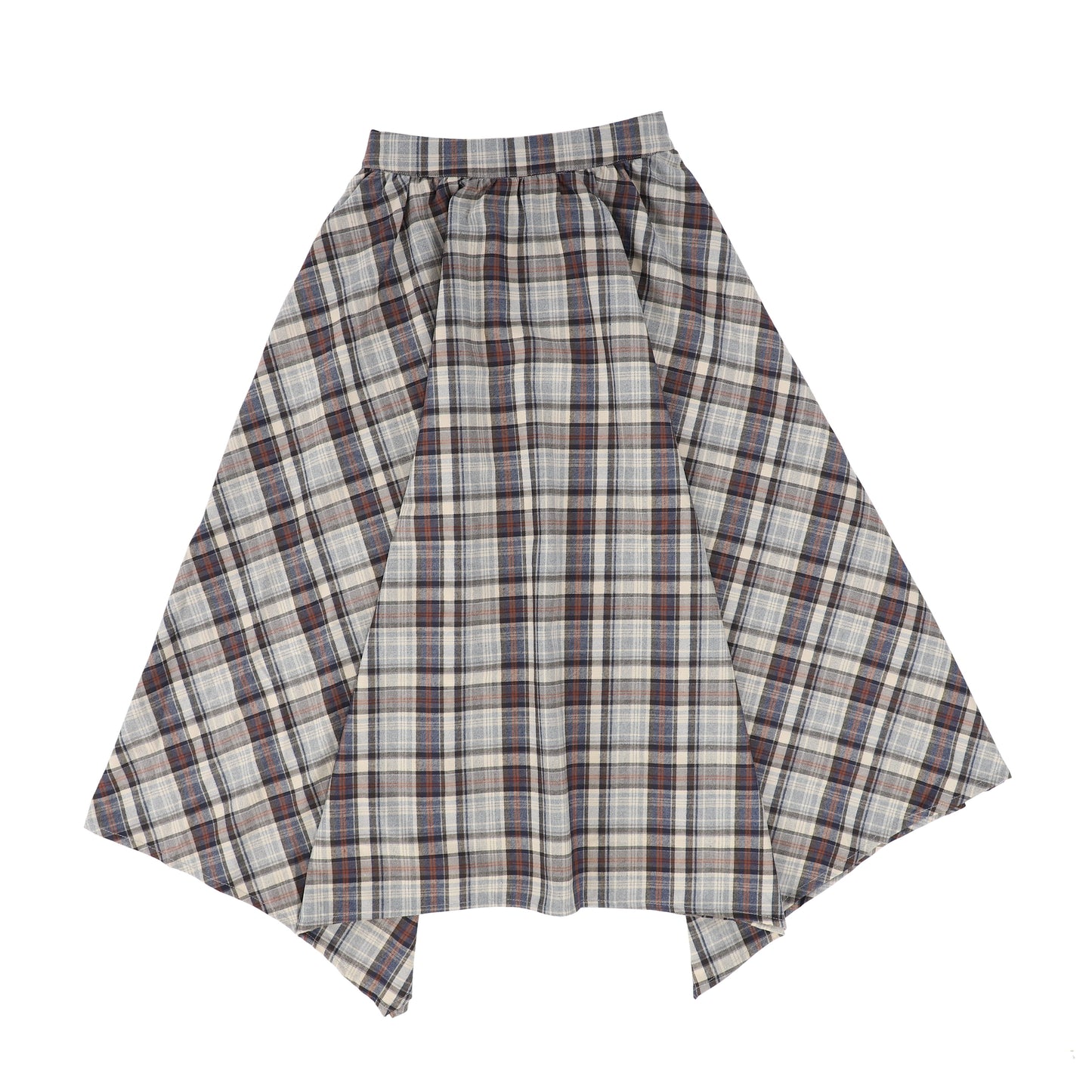 ONE CHILD NAVY GREY PLAID ASYMMETRICAL SKIRT