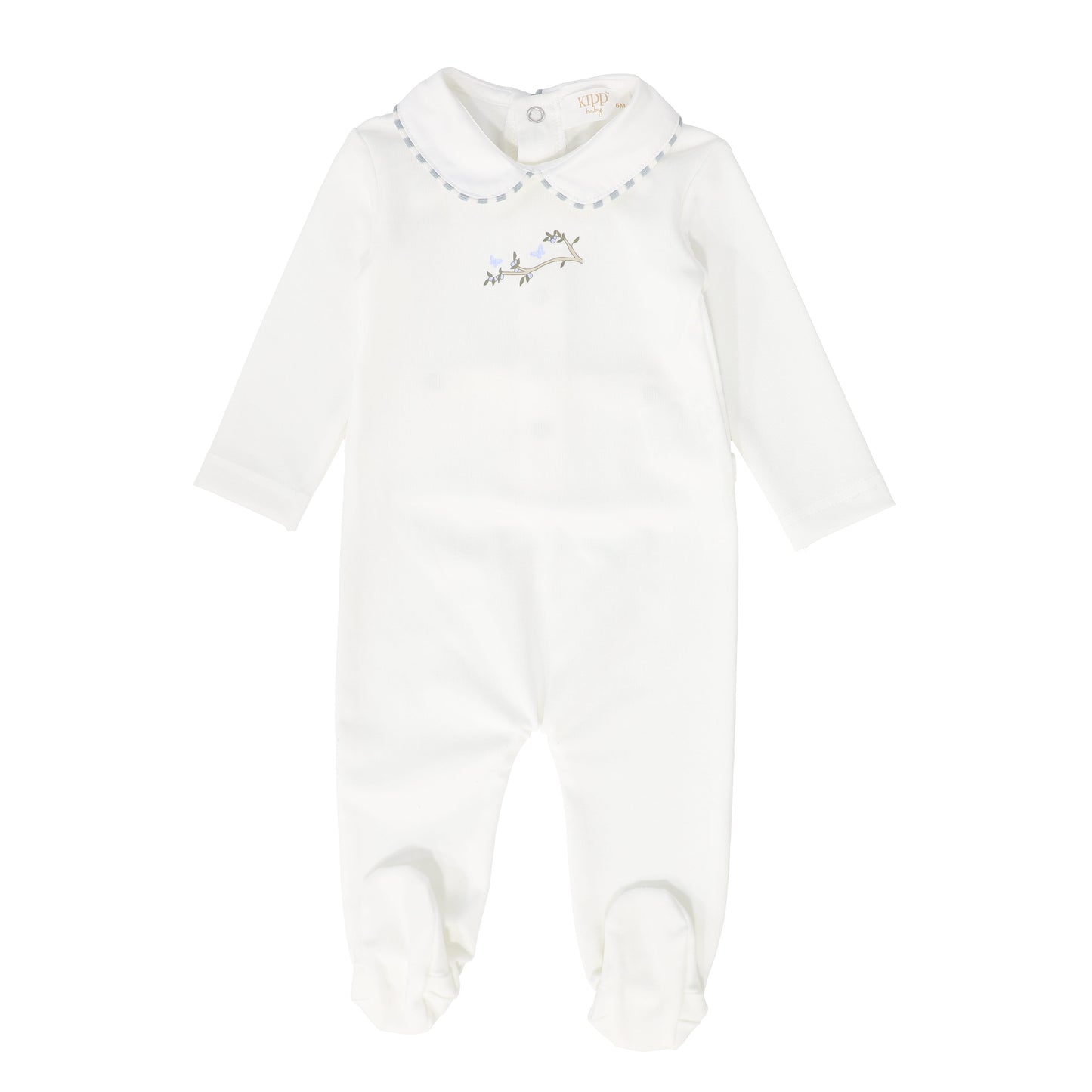 KIPP WHITE/BLUE TRIM COLLAR FOOTIE