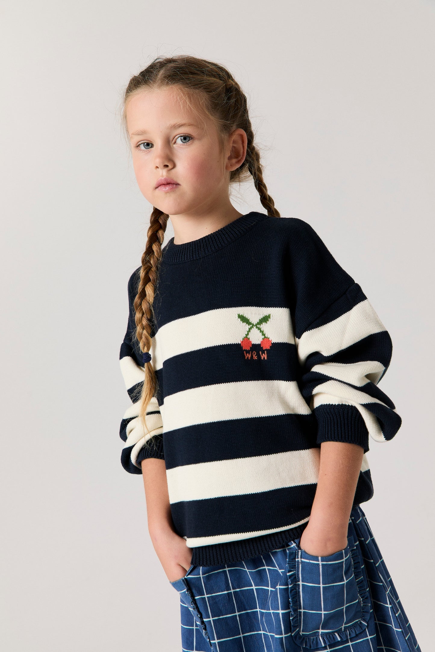 WANDER & WONDER NAVY STRIPE PULLOVER SWEATER