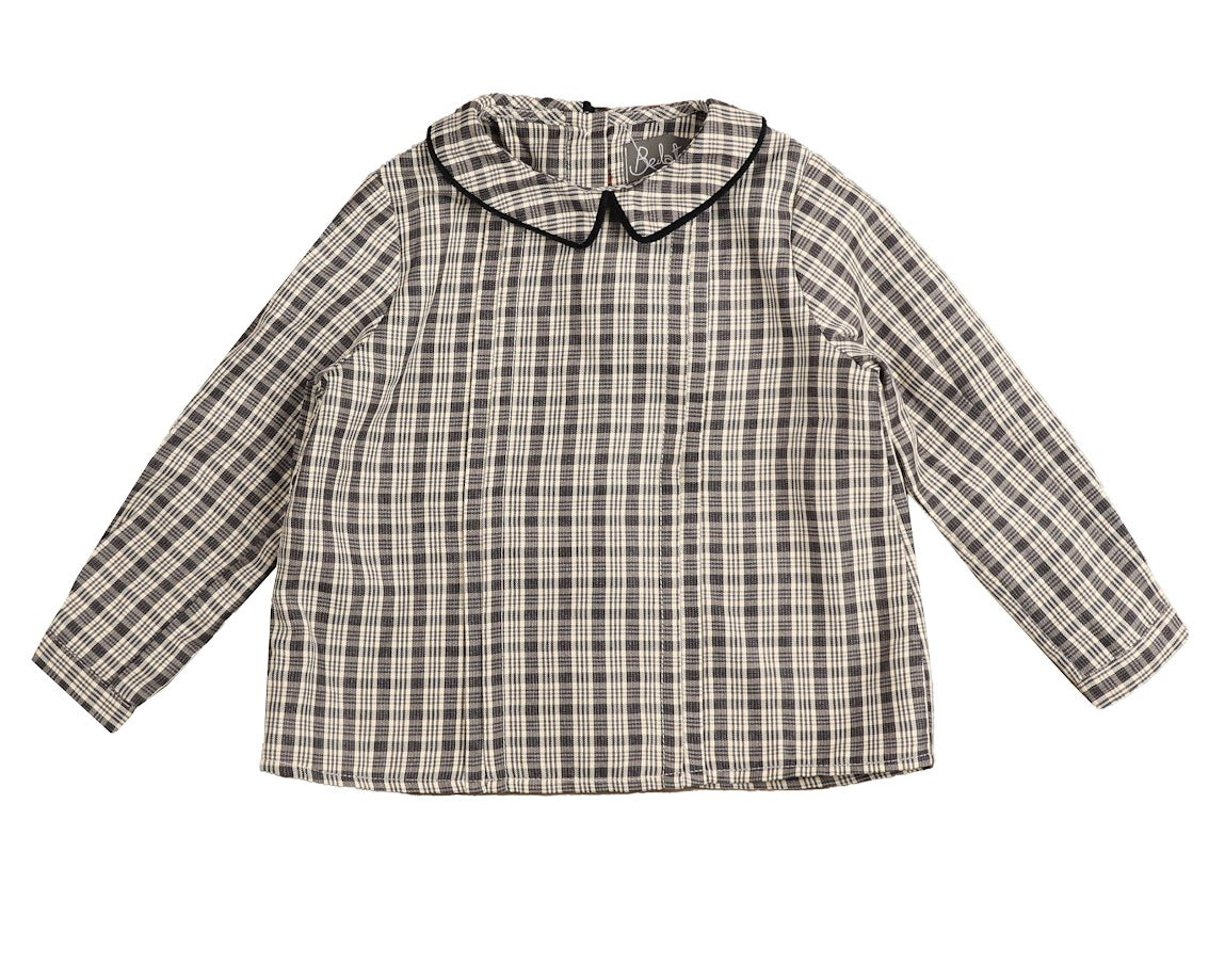 BELATI NAVY PLAID PETER PAN COLLAR SHIRT