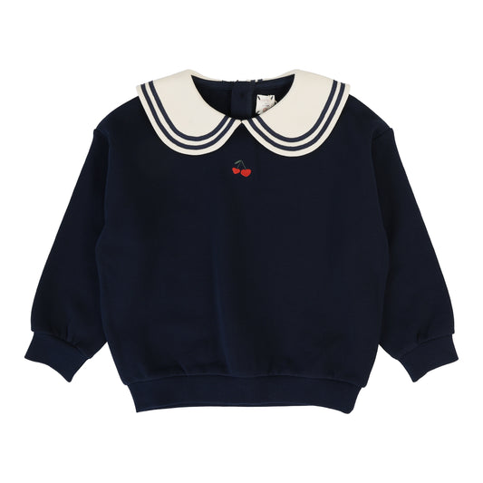 ANALOGIE NAVY EMBROIDERED CHERRY SWEATSHIRT