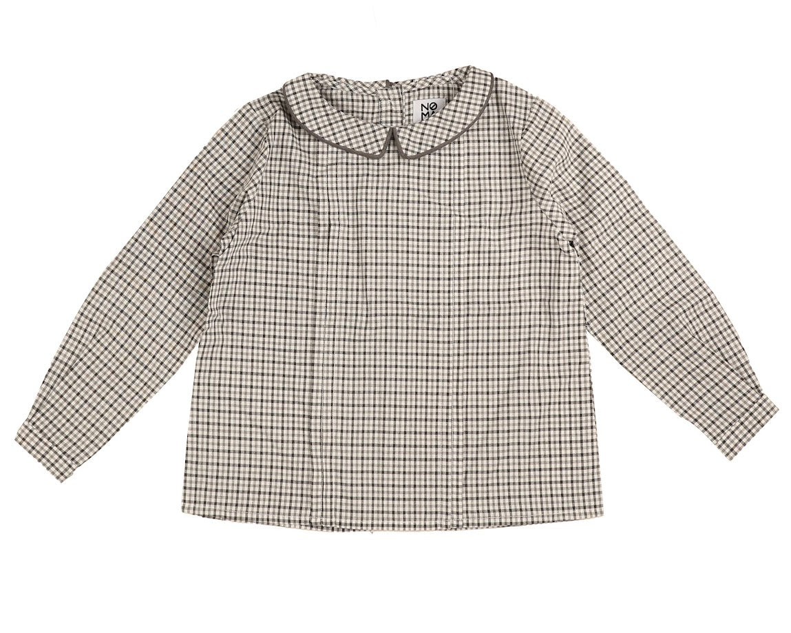 BELATI BROWN PLAID PETER PAN COLLAR SHIRT