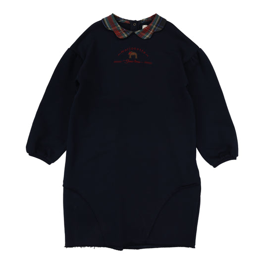 ANALOGIE NAVY PLAID DETAIL DRESS