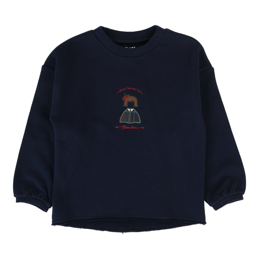 ANALOGIE NAVY PLAID DETAIL GIRL SWEATSHIRT