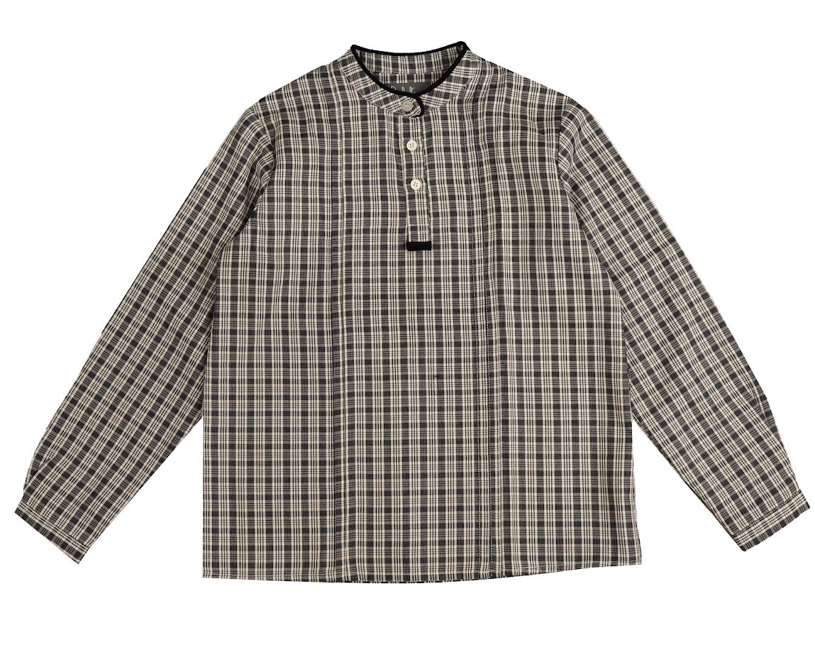 BELATI NAVY MANDERIN COLLAR SHIRT