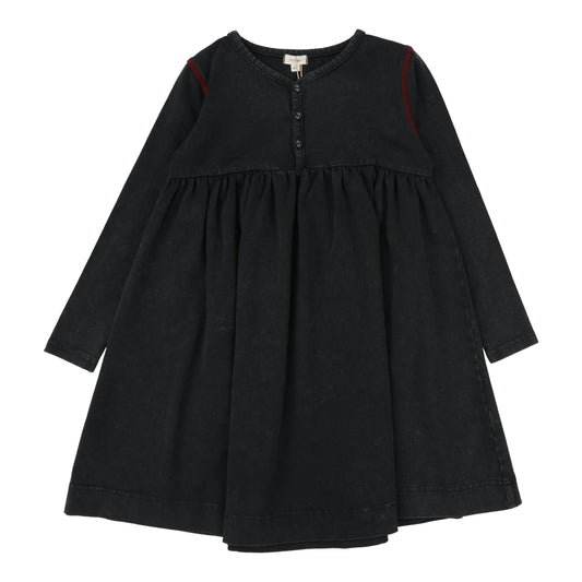 LIL LEGS BLACK WASH CONTRAST STITCH DRESS