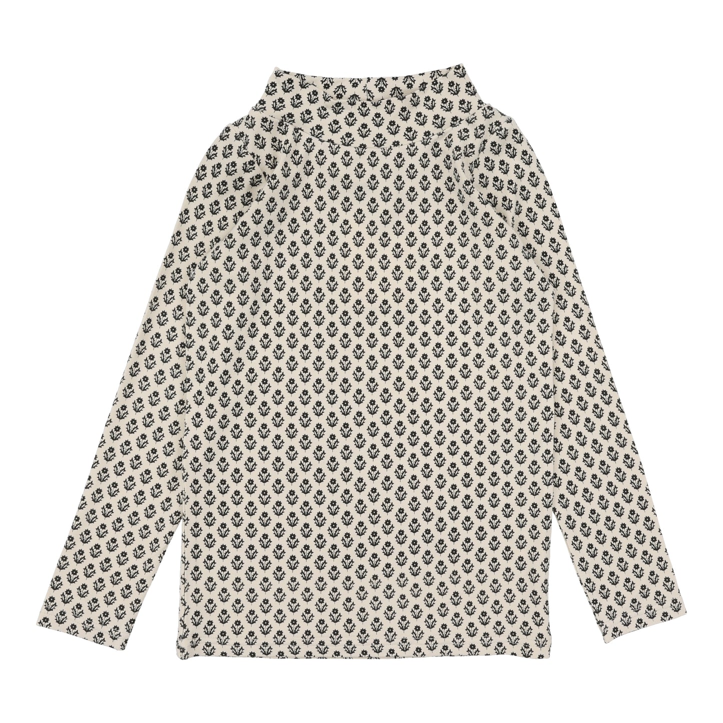 LIL LEGS ECRU PRINTED MOCKNECK