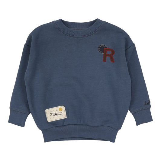 LIL LEGS OFF BLUE PATCH SWEATSHIRT