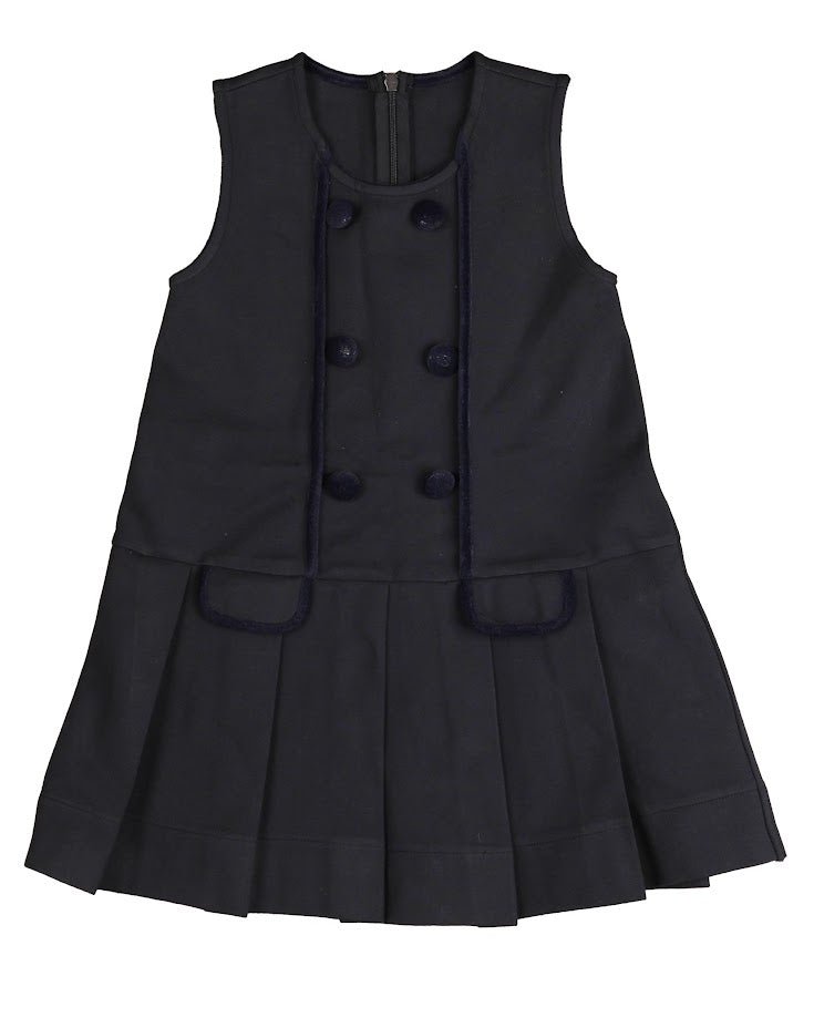 BELATI NAVY VELVET TRIM PLEAT JERSEY DRESS BELATI NAVY VELVET TRIM PLEAT JERSEY DRESS
