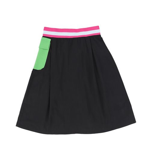 VIBE BLACK WAISTED TRIM POCKET SKIRT