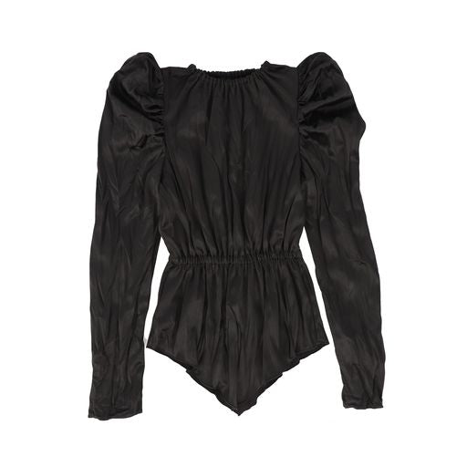 VENERA ARAPU BLACK V SHAPE PUFF SLEEVE BLOUSE
