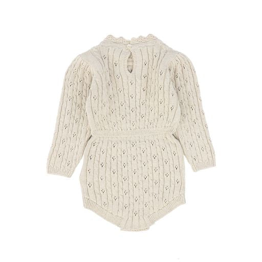 BEBE ORGANIC NATURAL KNIT BRAIDED ROMPER