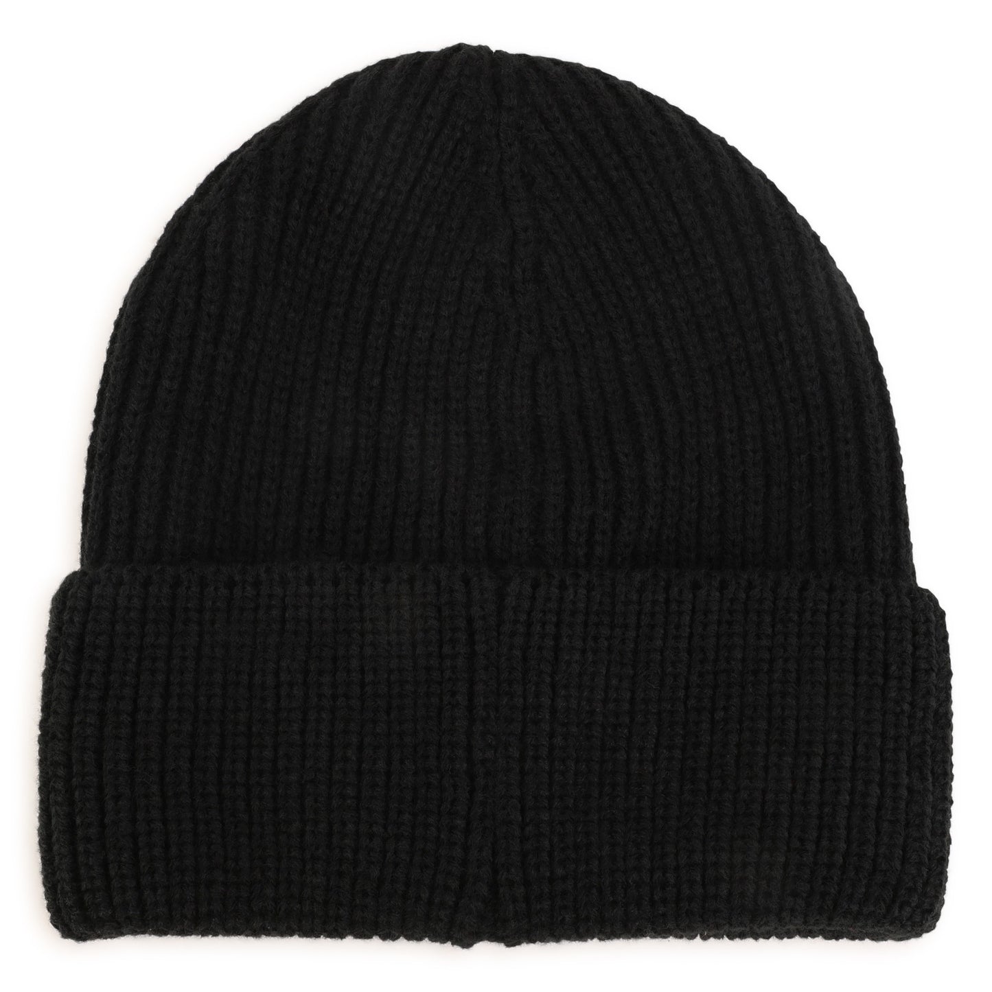 KARL LAGERFELD BLACK RIBBED LOGO BEANIE