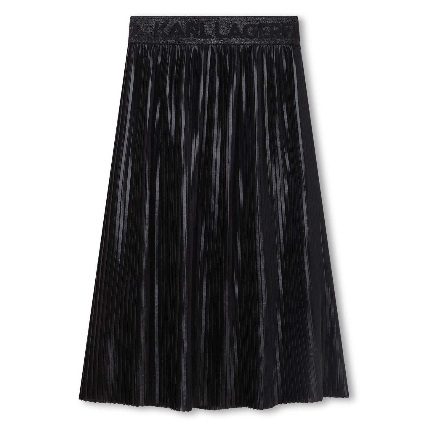 KARL LAGERFELD BLACK PLEATED LOGO WAIST SKIRT
