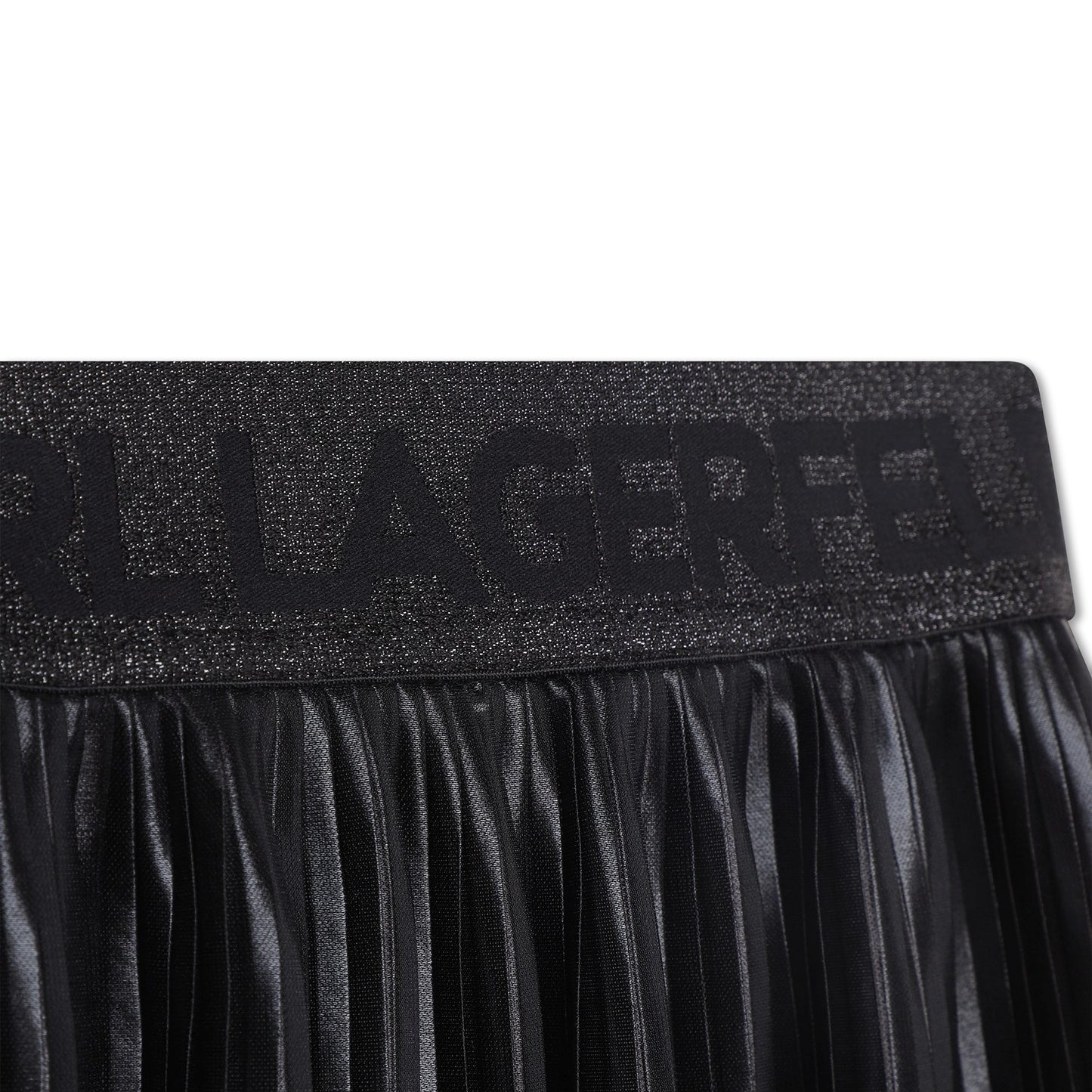 KARL LAGERFELD BLACK PLEATED LOGO WAIST SKIRT