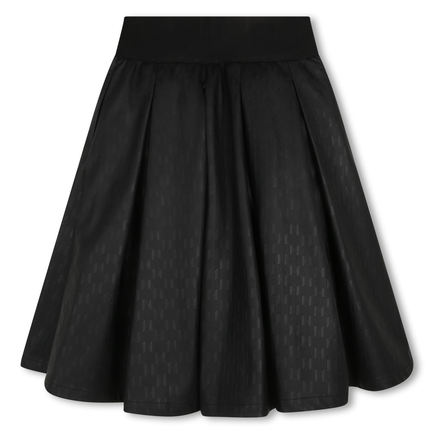 KARL LAGERFELD BLACK LOGO WAIST FLARE SKIRT
