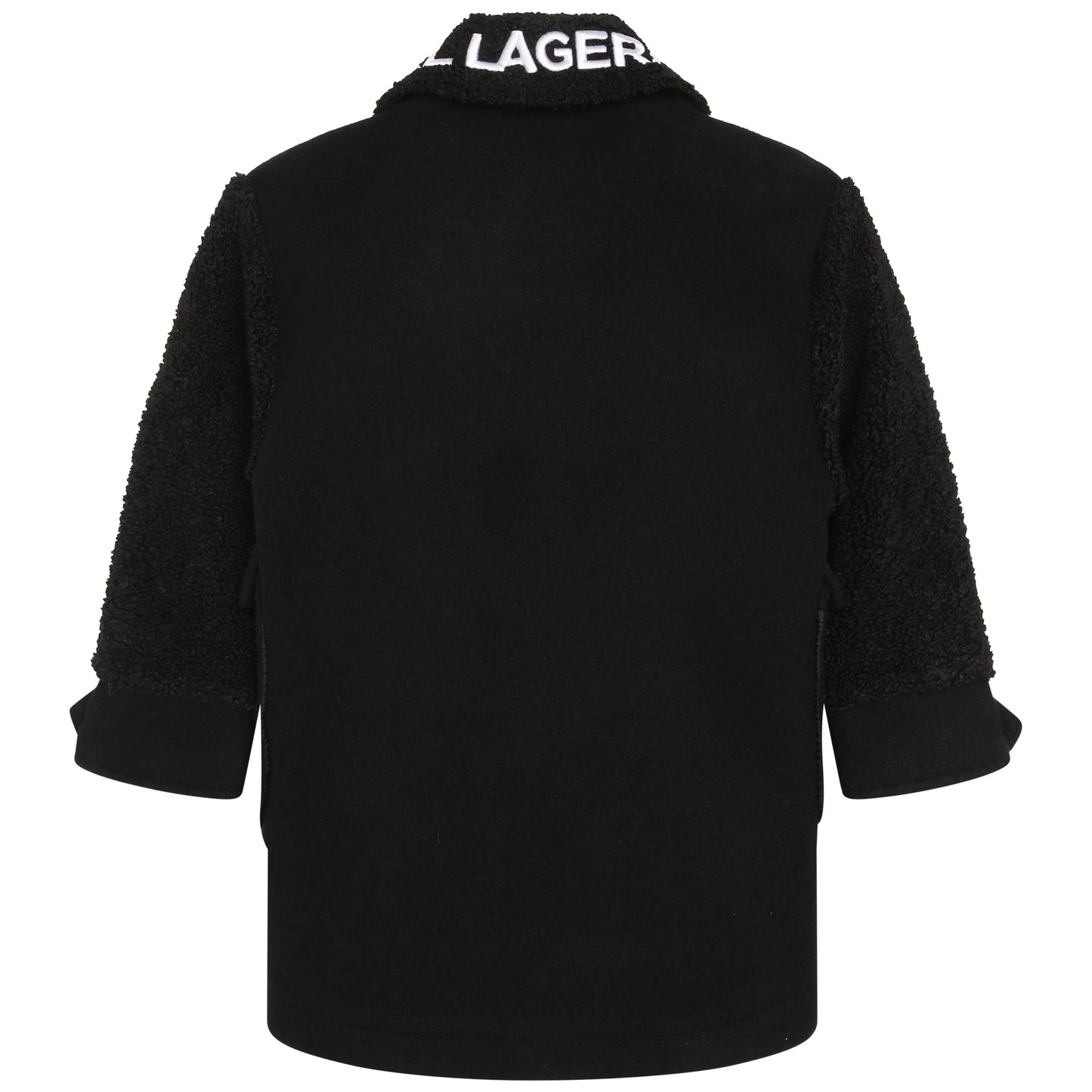 KARL LAGERFELD BLACK SHERPA SLEEVE COAT