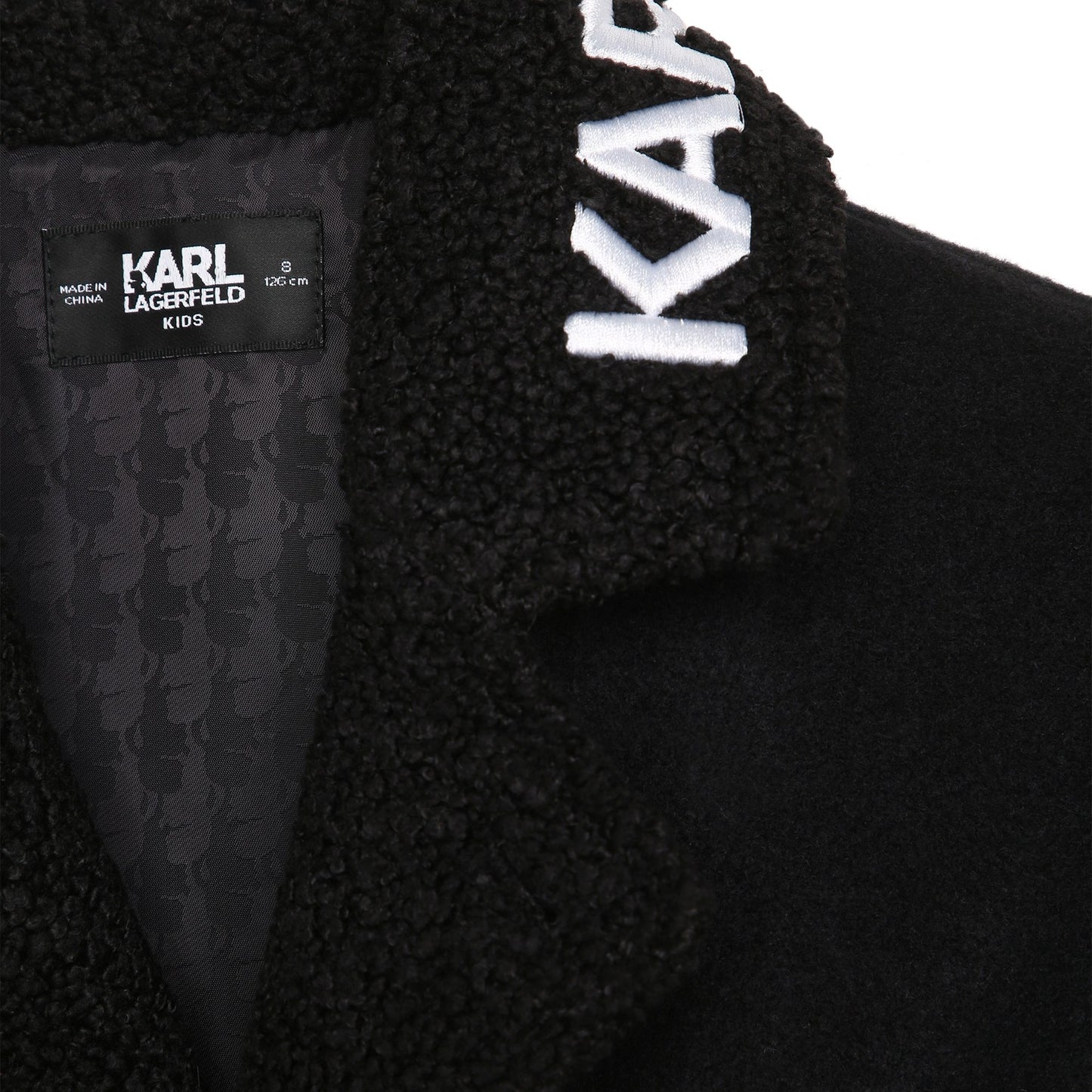 KARL LAGERFELD BLACK SHERPA SLEEVE COAT