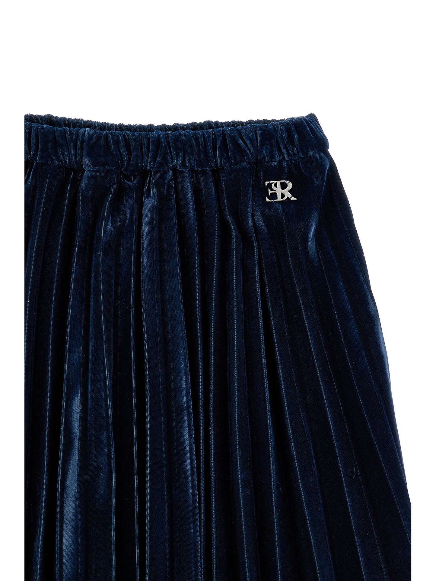 ERMANO SCERVINO BLUE VELVET PLEATED MIDI SKIRT