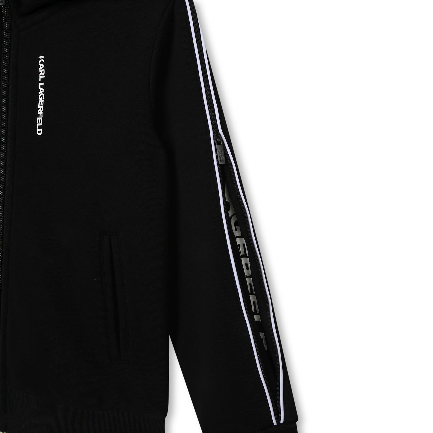 KARL LAGERFELD BLACK STRIPED SLEEVE HOODIE