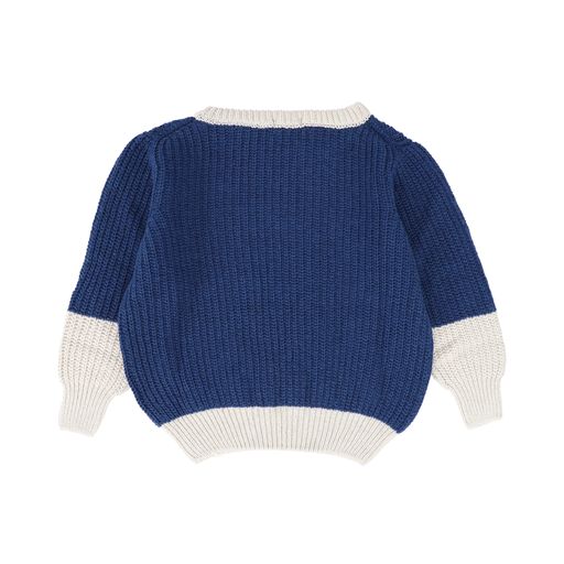 MY LITTLE COZMO BLUE GREY COLORBLOCK KNIT SWEATER