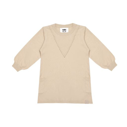OMAMIMINI BIEGE V DETAIL POCKET DRESS