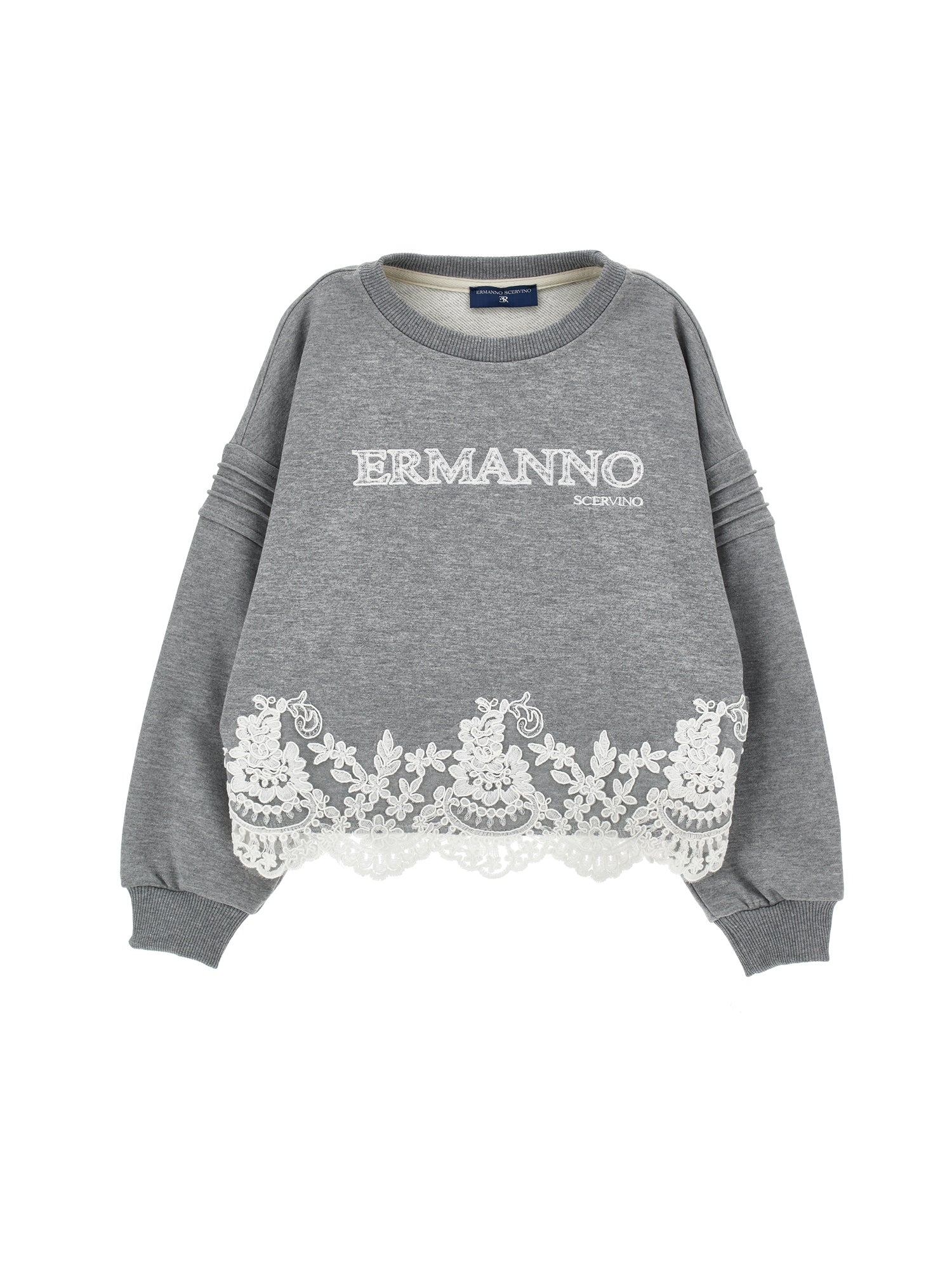 ERMANO SCERVINO HEATHER GREY LACE TRIM SWEATSHIRT – Luibelle