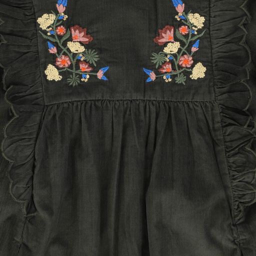 MARMAR COPENHAGEN DARK MOSS SCALLOP TRIM CORDUROY DRESS