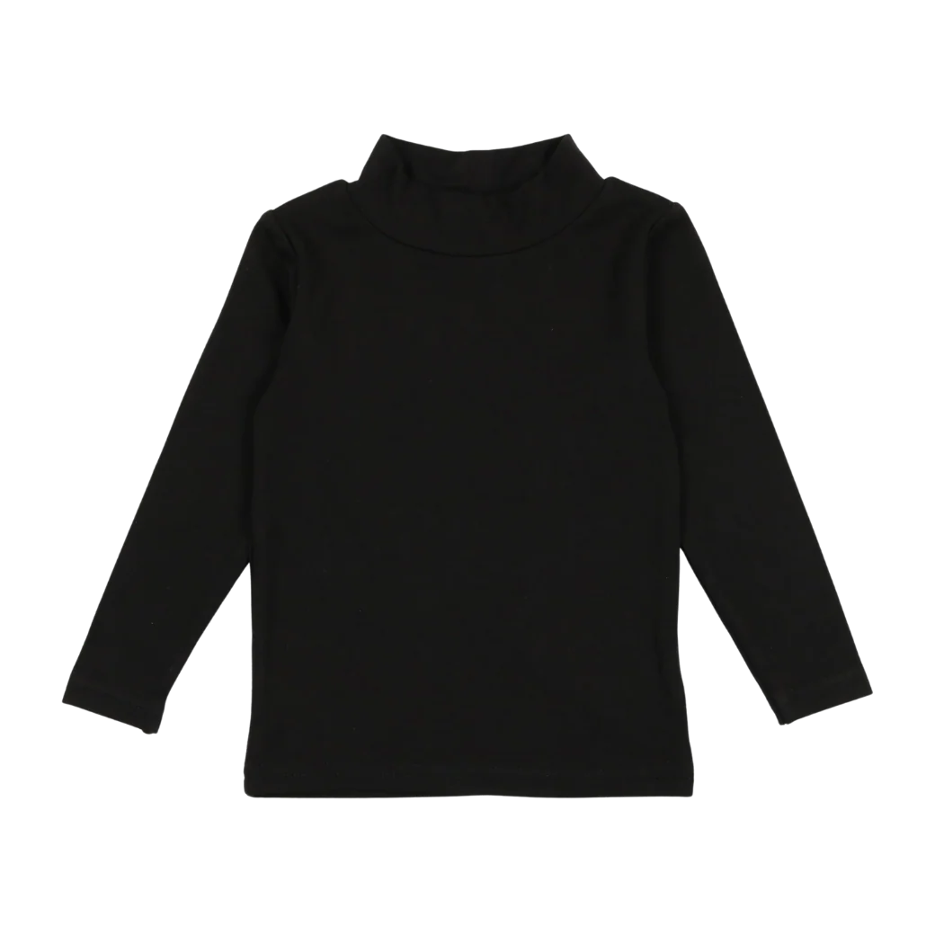 LIL LEGS BLACK BAMBOO LONG SLEEVE MOCKNECK TEE