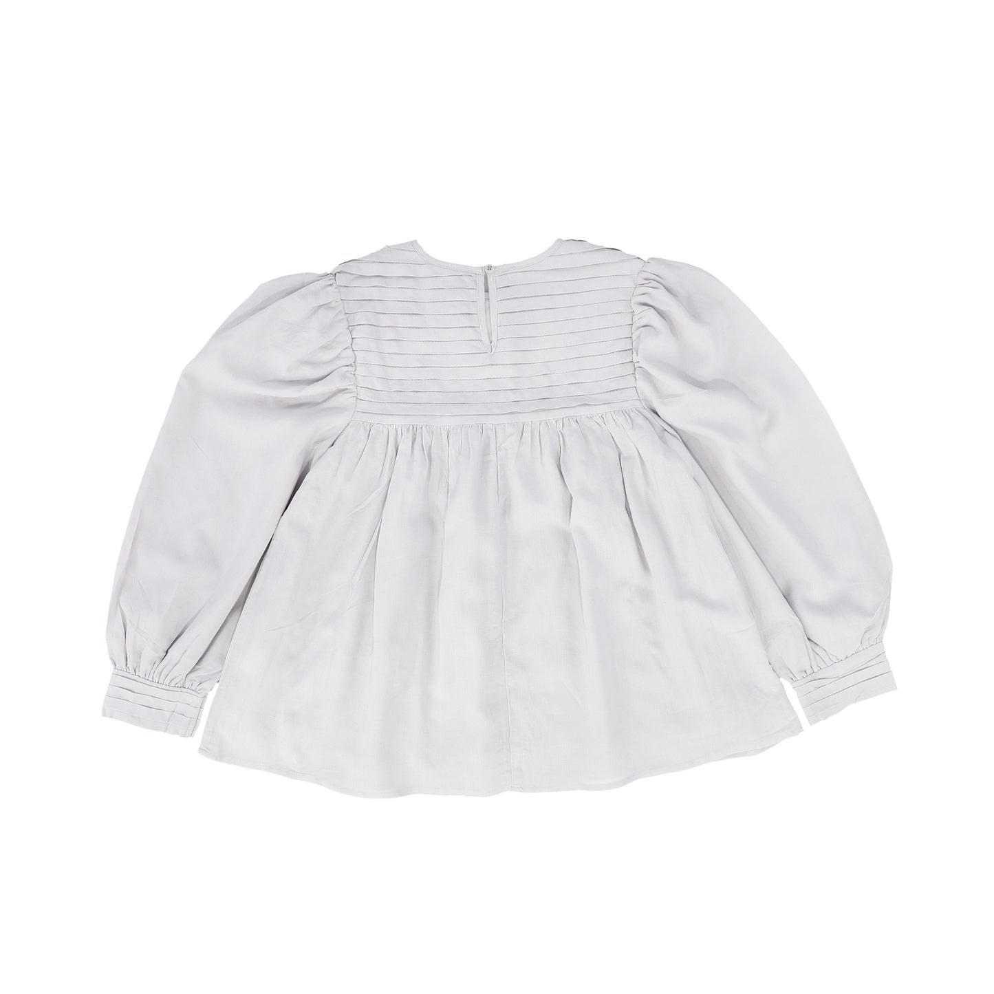 BACE COLLECTION LIGHT GREY PLEATED DETAIL BUBBLE SLEEVE BLOUSE [FINAL SALE]