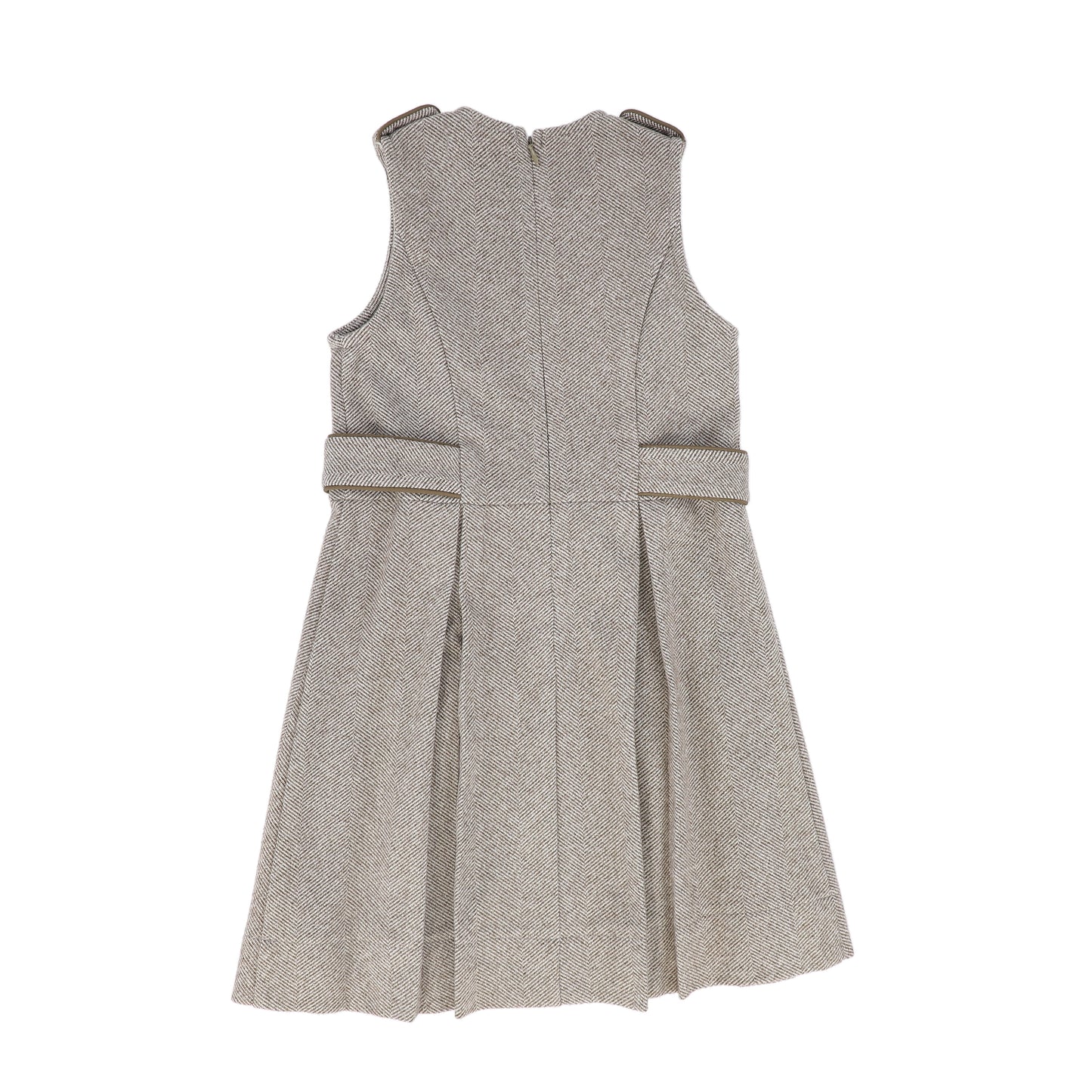 BACE COLLECTION BEIGE HERRINGBONE BUTTON DETAIL DRESS