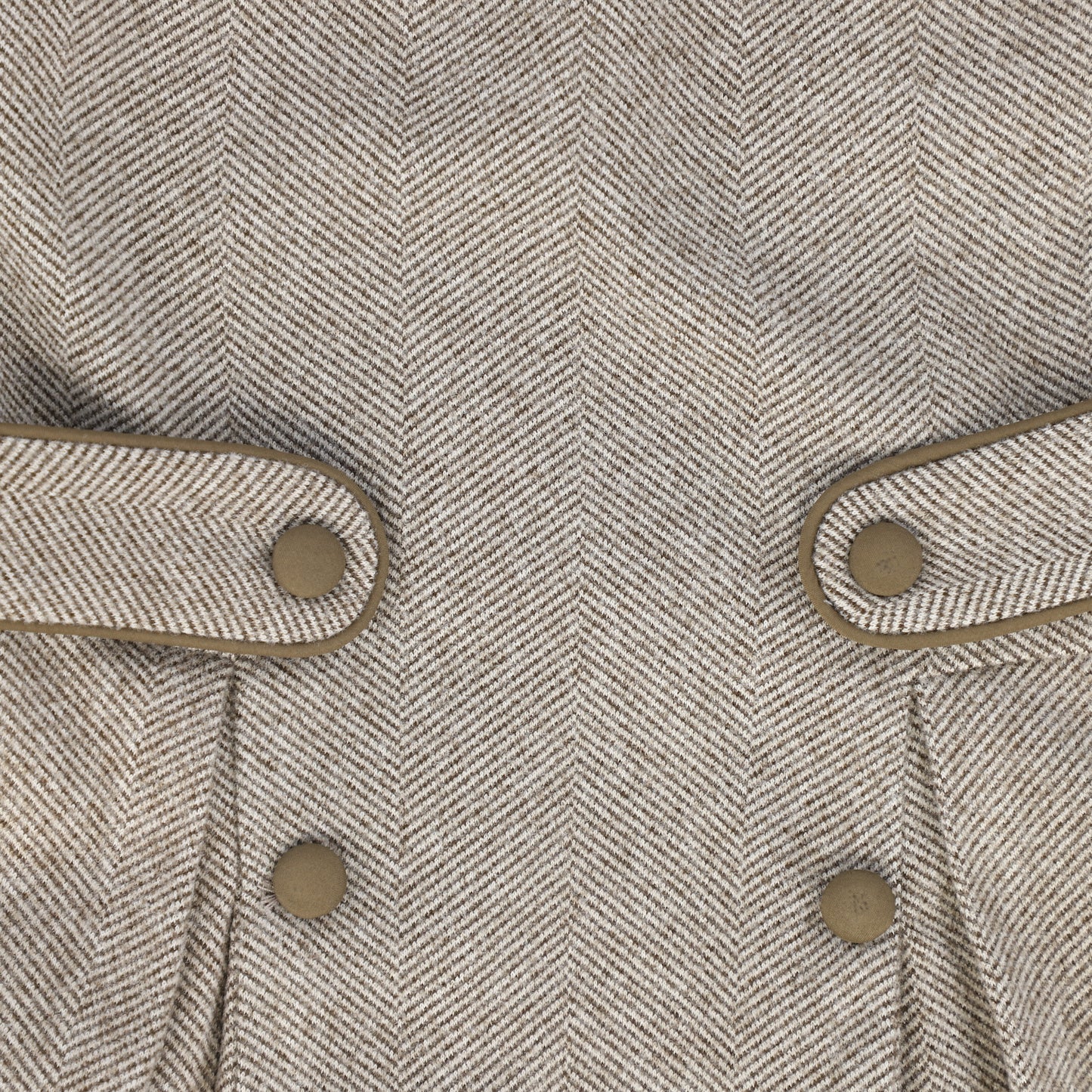 BACE COLLECTION BEIGE HERRINGBONE BUTTON DETAIL DRESS