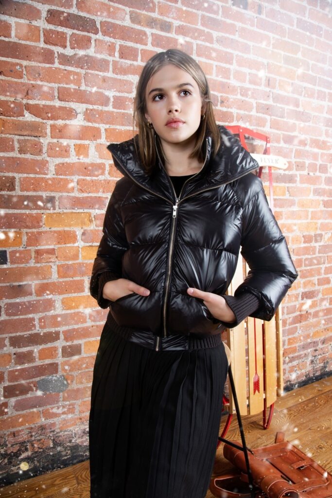 ELLABEE BLACK PUFFER BOMBER COAT