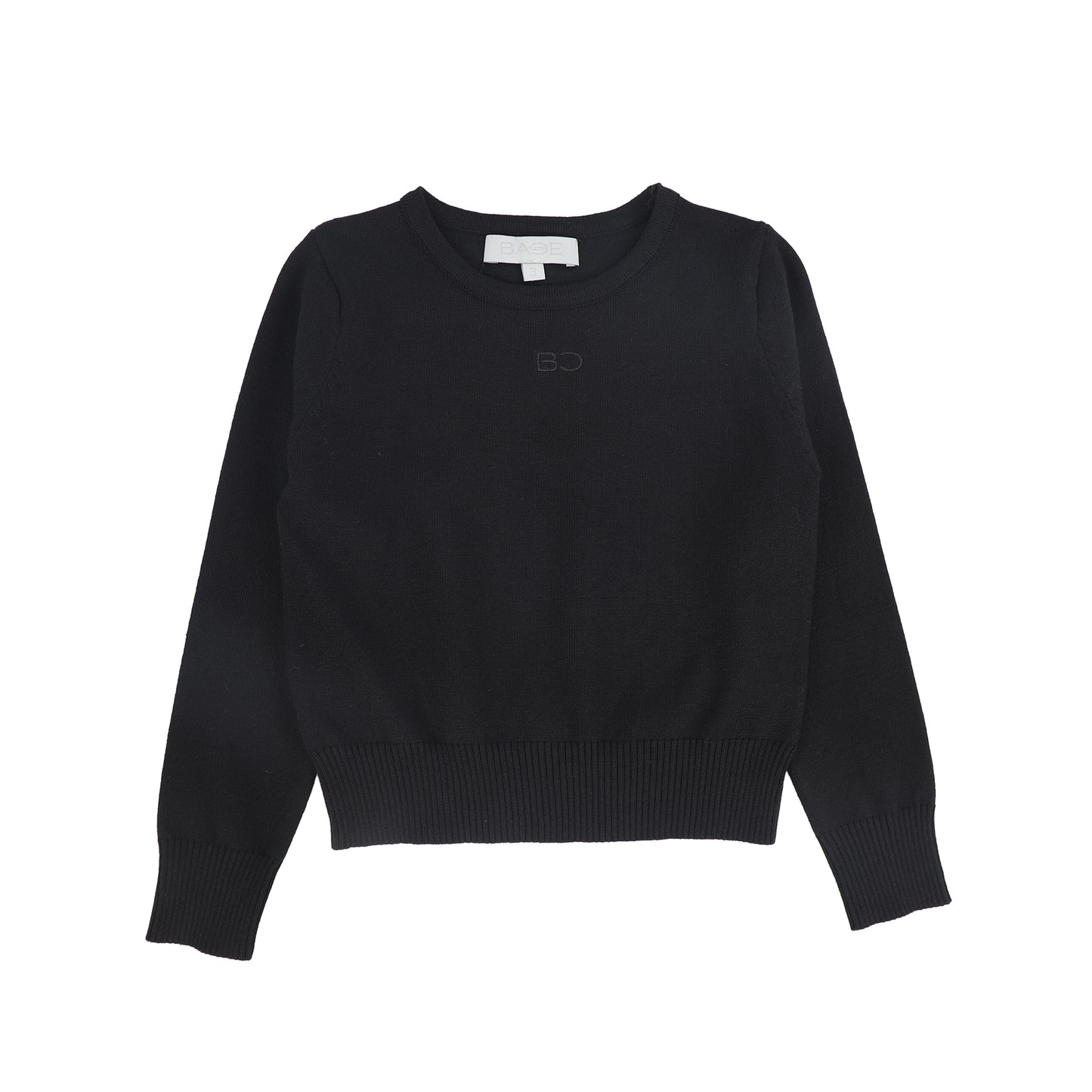BACE COLLECTION BLACK LOGO EMBROIDERED CREWNECK SWEATER