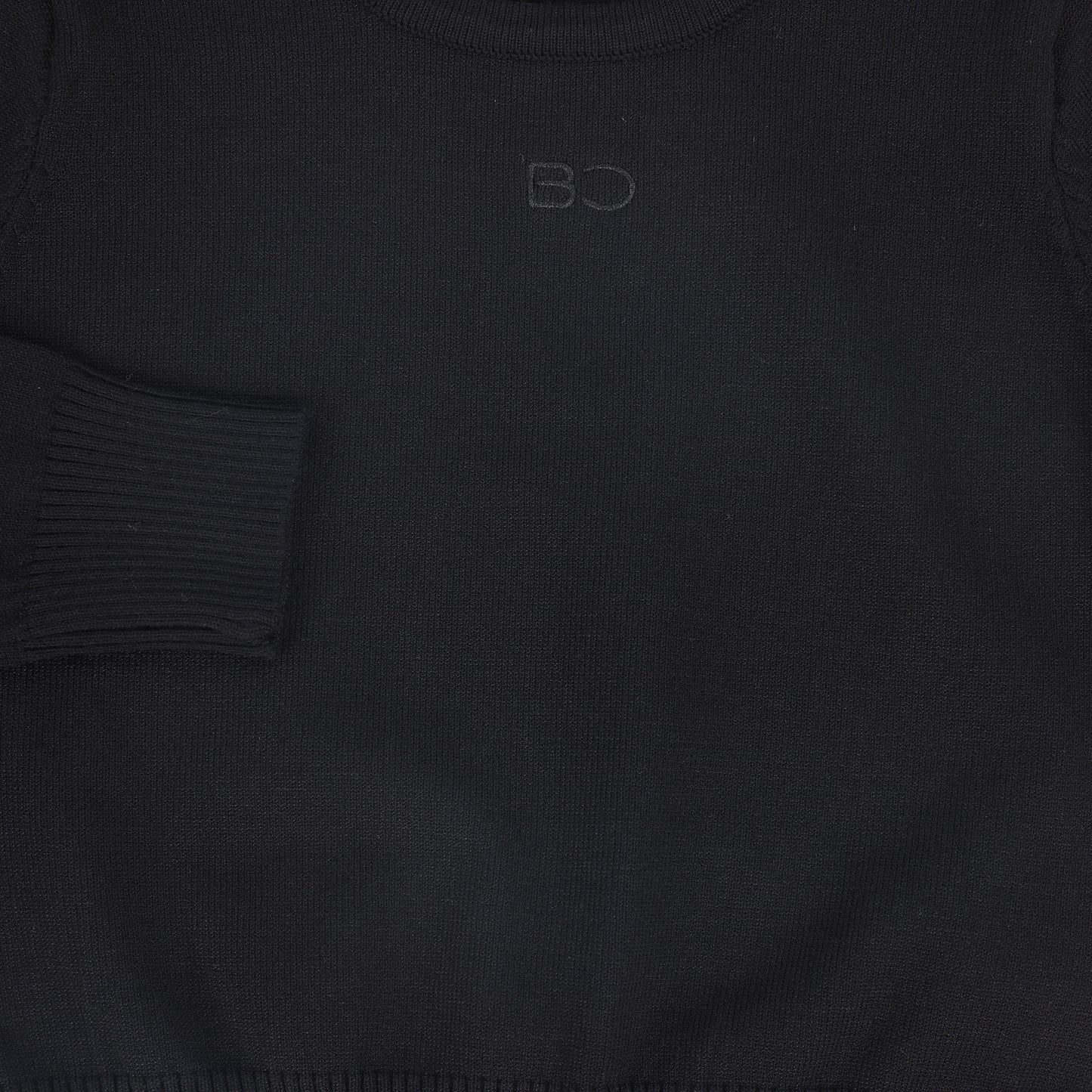 BACE COLLECTION BLACK LOGO EMBROIDERED CREWNECK SWEATER