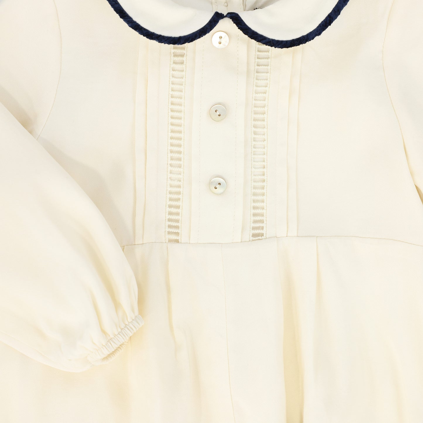 FRANCESCA GUILIANO CREAM/BLUE VELVET PIPED ROMPER