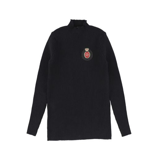 ANALOGIE BLACK CREST KNIT FUNNEL NECK SWEATER