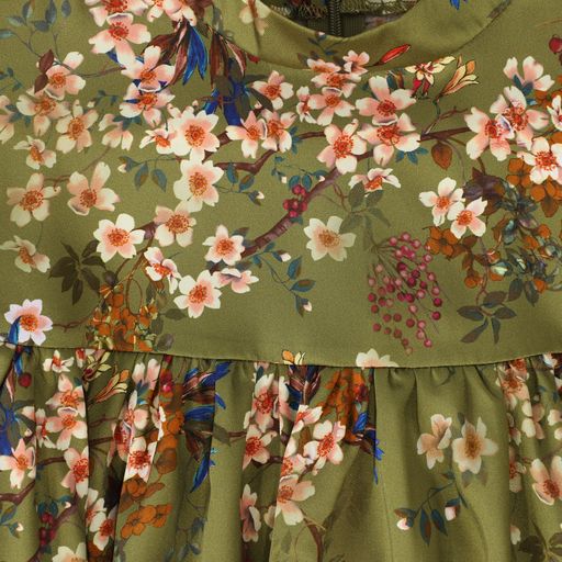 CHRISTINA ROHDE GREEN FLORAL MOCK NECK TOP