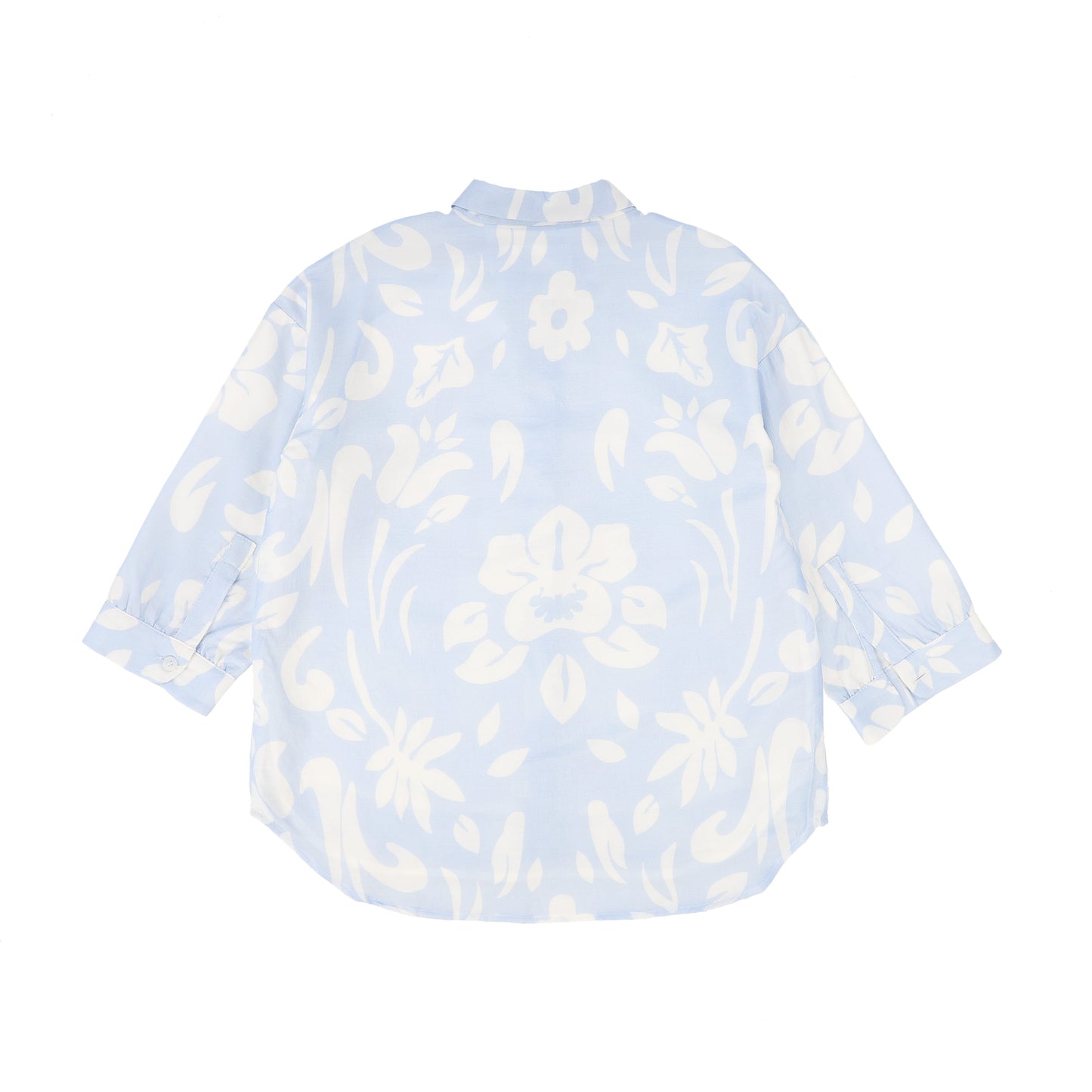 BAMBOO BLUE FLORAL PRINTED BLOUSE [FINAL SALE]