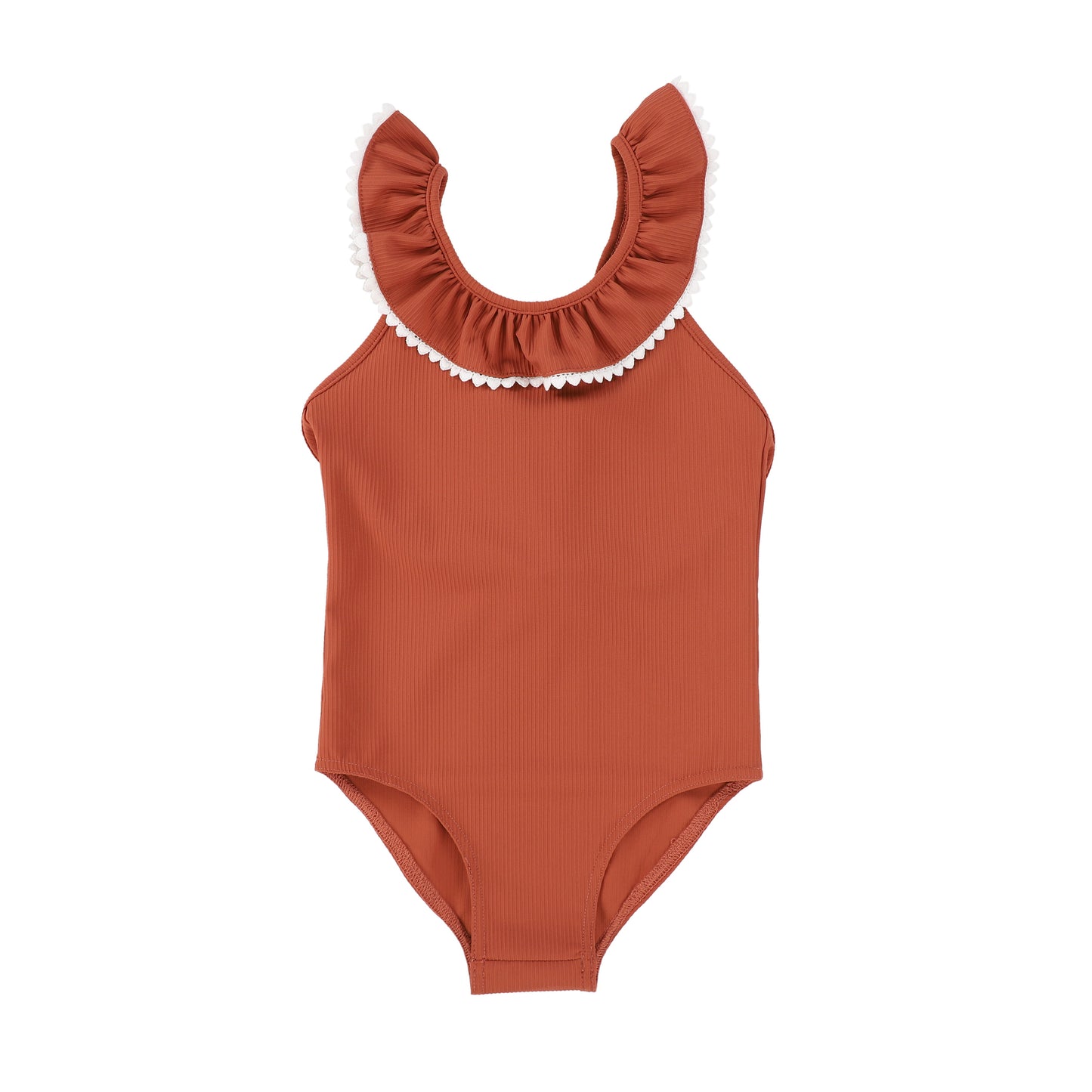 WATER CLUB RUST RIBBED SCALLOP TRIM SWIMSUIT [FINAL SALE]